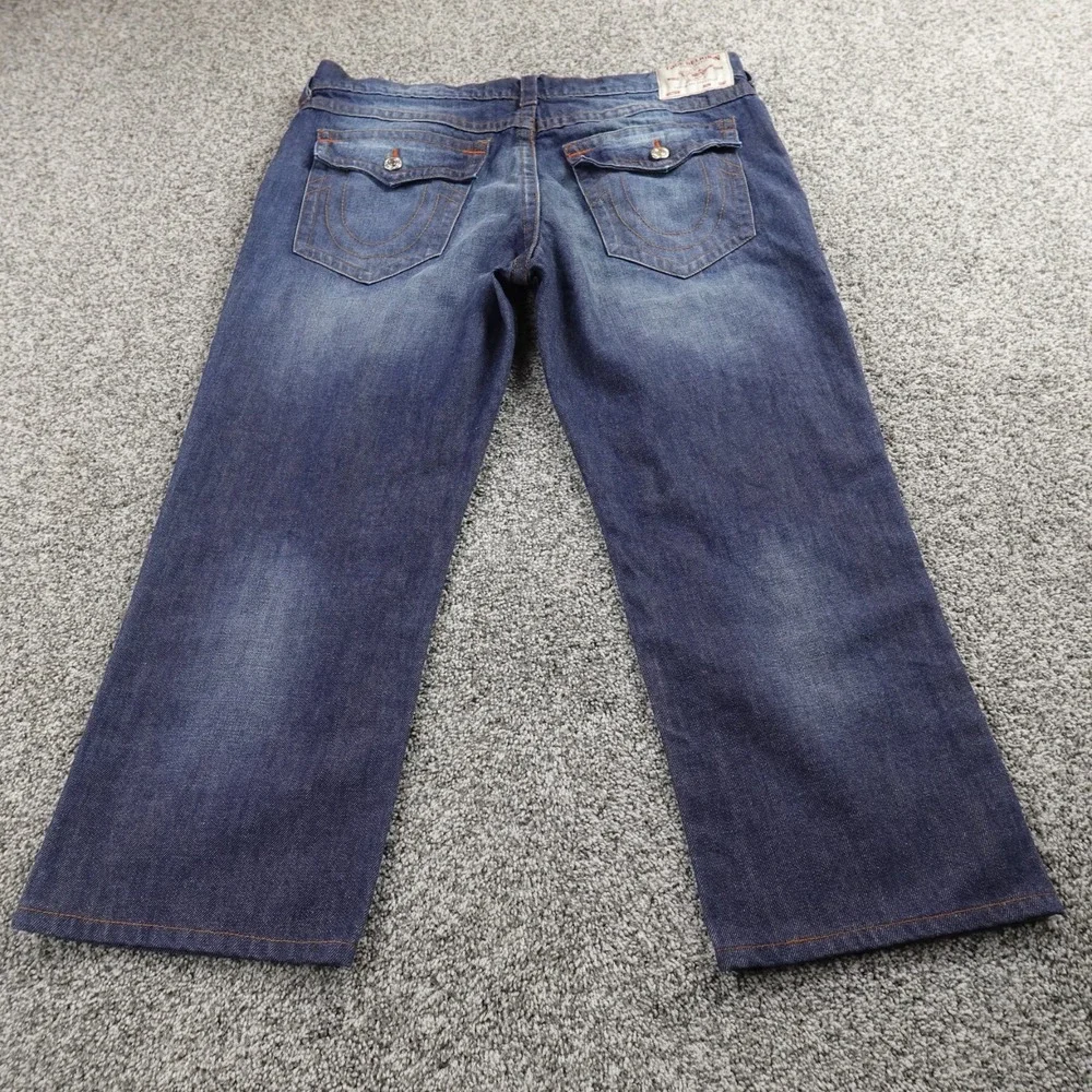 True Religion Jeans Mens 40X26 Dark Blue Denim Pants Ricky Relaxed Straight Fade